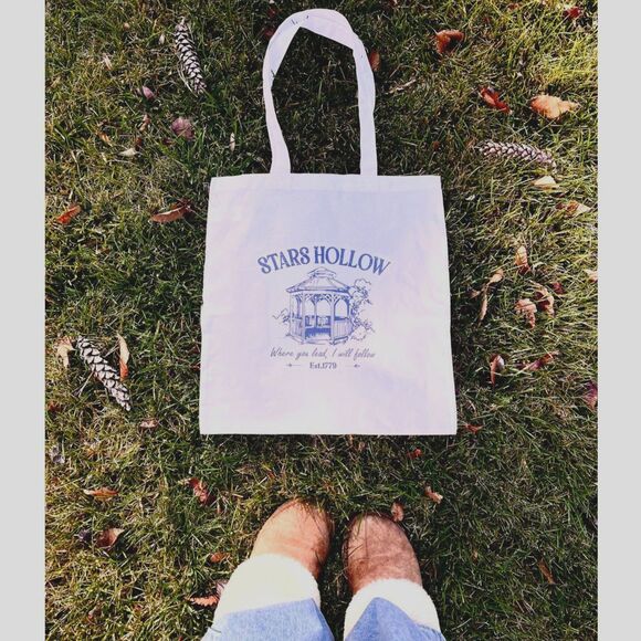 Stars Hollow Gilmore Girls Tote Bag Reusable Cotton Merch Gift White 16" x 15" - Picture 2 of 2